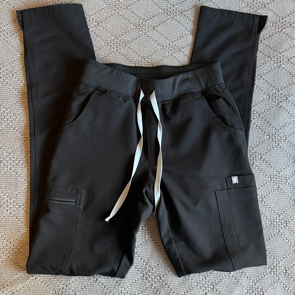 Figs Yola Black Scrub Pants XXS Tall Black